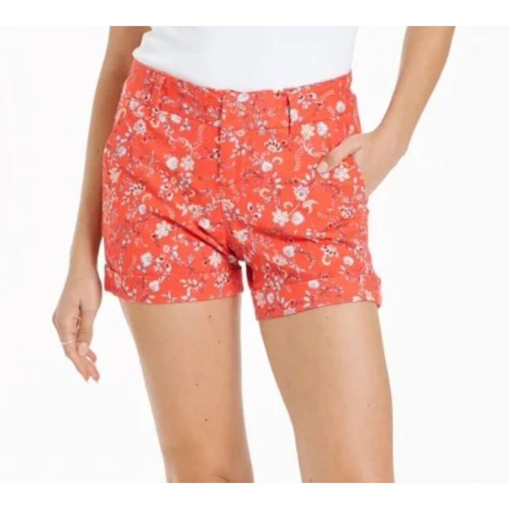 Dear John HAMPTON MID RISE SHORTS TRAILING VINES Red Floral Size 32